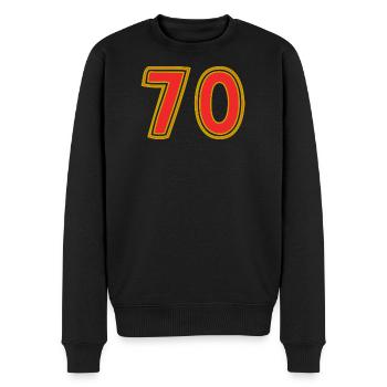 70. 70 YEARS. 70th ANNIVERSARY. 70 YEARS ANNIVERSARY. - Men's Premium Organic Jumper - black - Front - Nico (187cm)