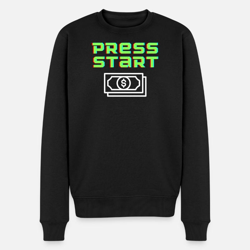 Press Start Retro Arcade Bill - Men's Premium Organic Jumper - black
