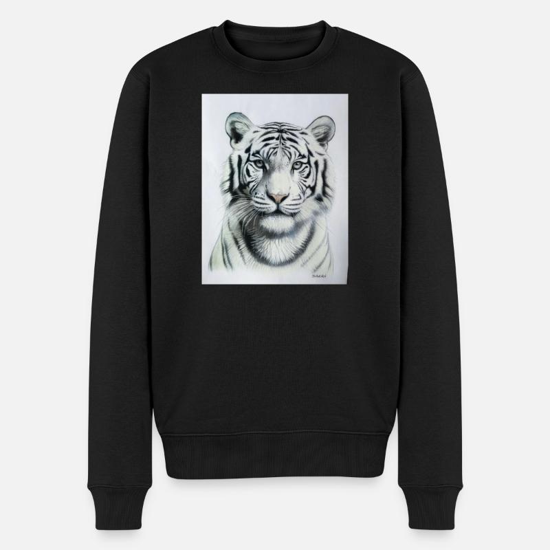 White Tiger - Weisser Tiger - Männer Premium Bio Pullover - Schwarz