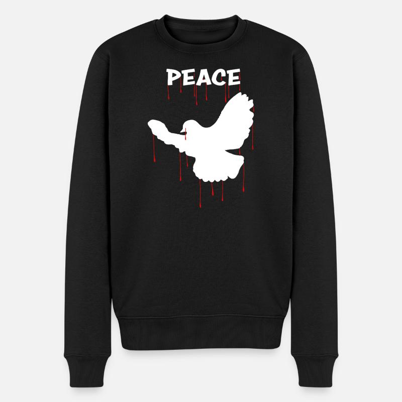 Friedenstaube - Männer Premium Bio Pullover - Schwarz