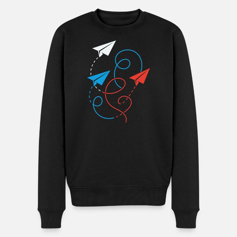 Papierflieger - Männer Premium Bio Pullover - Schwarz