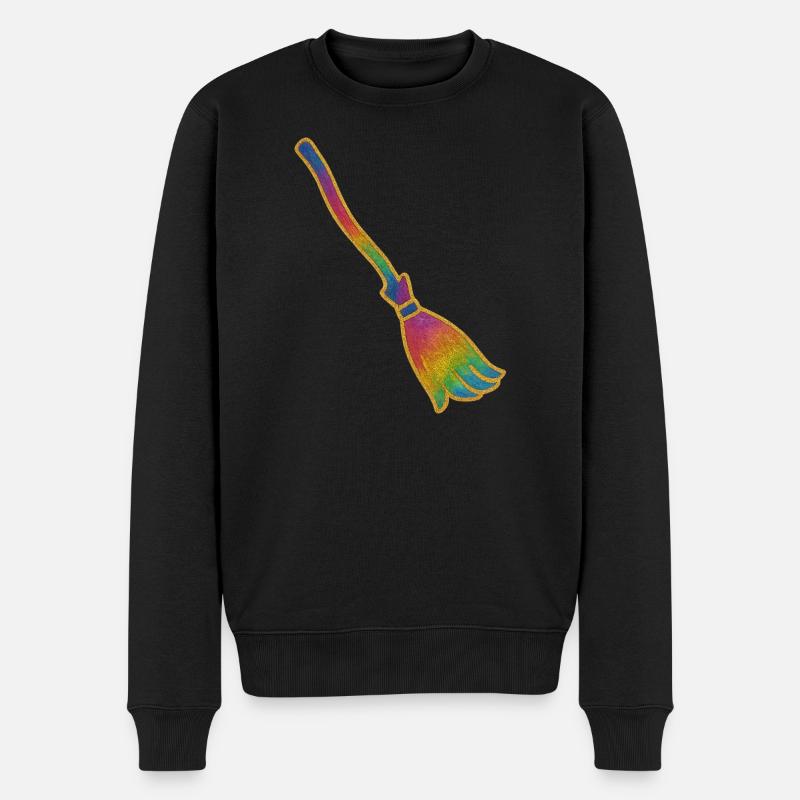 Zauberbesen | Hexenbesen | Regenbogenbesen Glitter - Männer Premium Bio Pullover - Schwarz