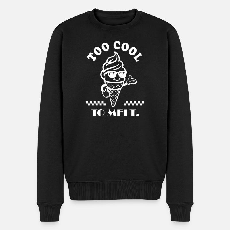 Too Cool to Melt – Lustiges Retro Eiscreme Design - Männer Premium Bio Pullover - Schwarz