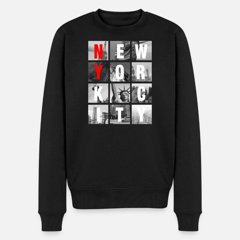 Grille de Collages de New York - Pull Premium bio Homme - noir