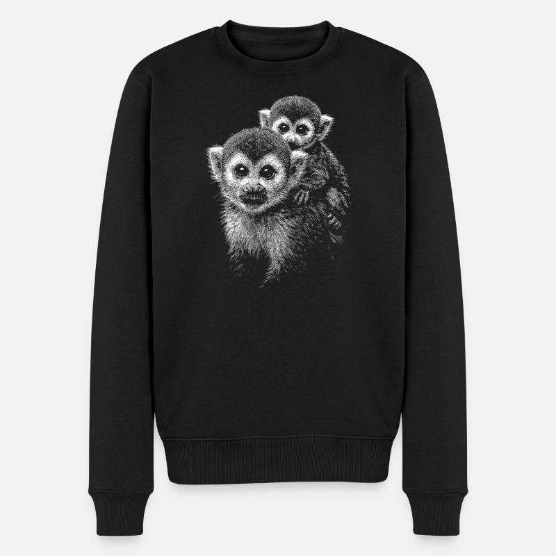 Totenkopfaffe - Männer Premium Bio Pullover - Schwarz