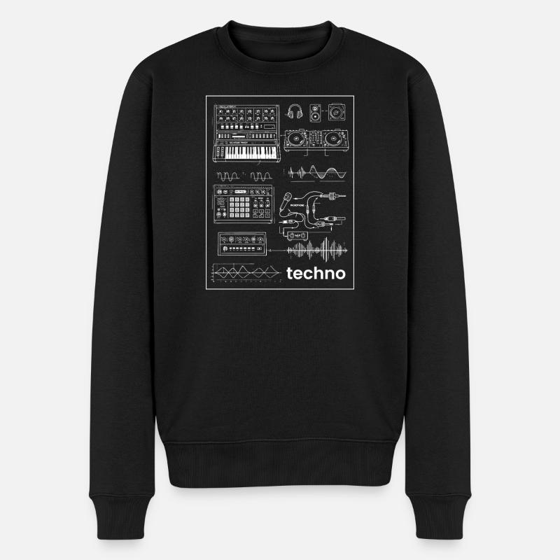 Synthèse en studio techno - Pull Premium bio Homme - noir