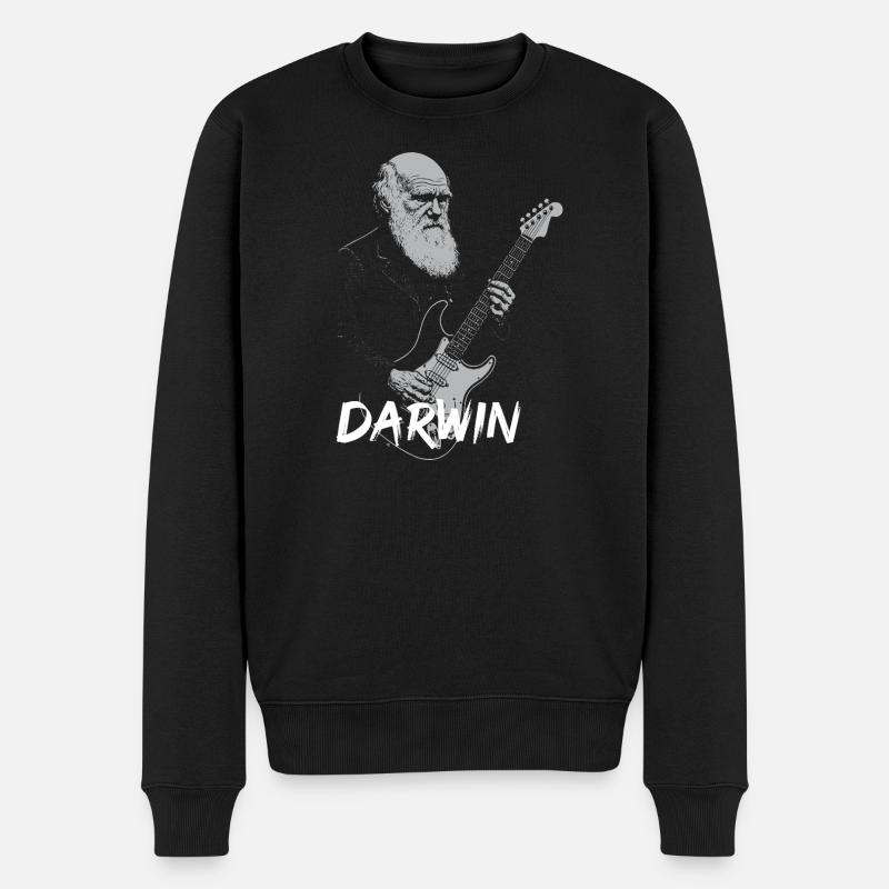 Darwin Playing Guitar Evolution - Men's Premium Organic Jumper - black