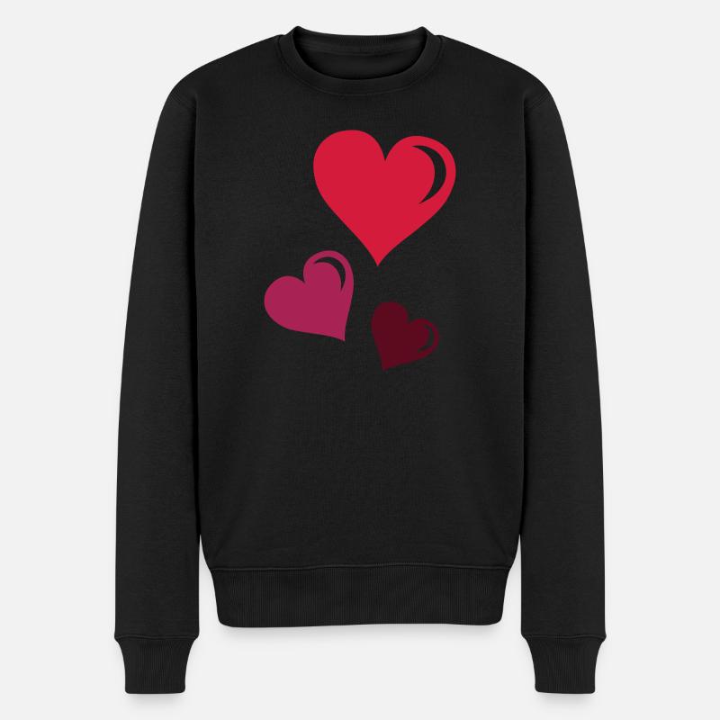 herzen - Männer Premium Bio Pullover - Schwarz