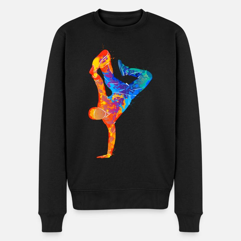 Break Dance Silhouette - Männer Premium Bio Pullover - Schwarz