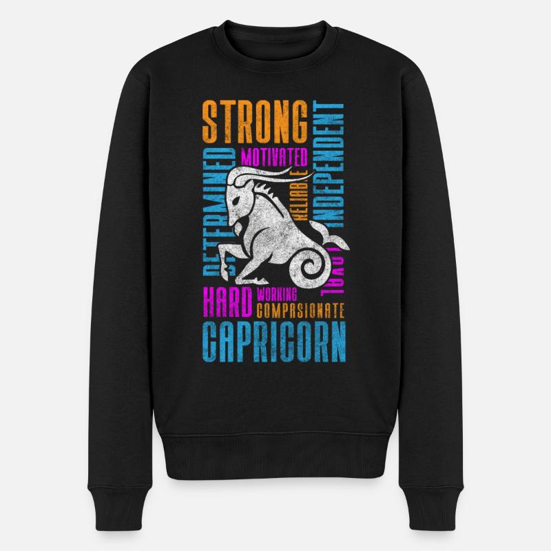 Steinbock Astrologie Eigenschaften Geburt - Männer Premium Bio Pullover - Schwarz