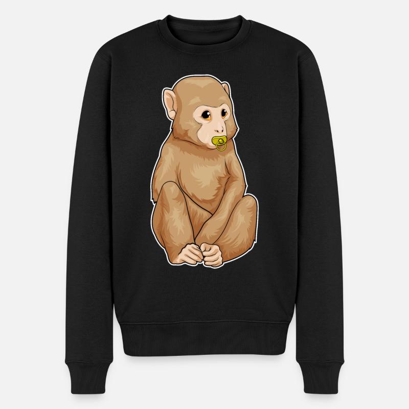 Affe Schnuller - Männer Premium Bio Pullover - Schwarz