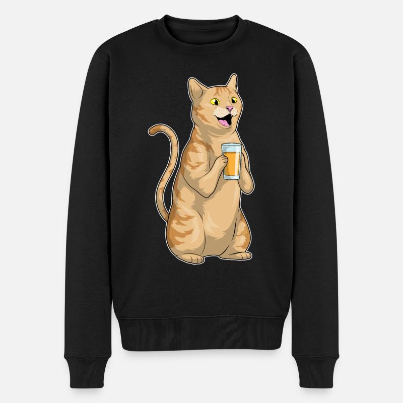 Katze Saft - Männer Premium Bio Pullover - Schwarz