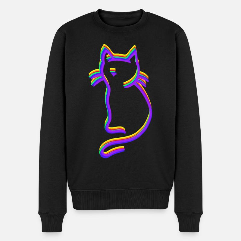 LGBT Regenbogen Katze - Männer Premium Bio Pullover - Schwarz