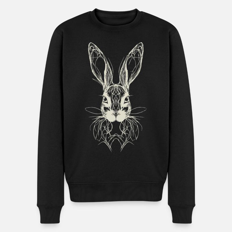 Geometrischer Hase Vintage Osterhase - Männer Premium Bio Pullover - Schwarz