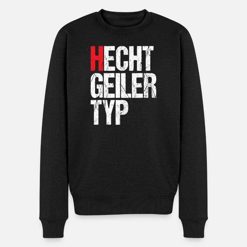 Hecht geiler Typ - Männer Premium Bio Pullover - Schwarz