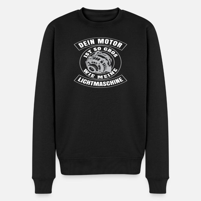 Dein Motor ist so groß wie meine Lichtmaschine - Männer Premium Bio Pullover - Schwarz
