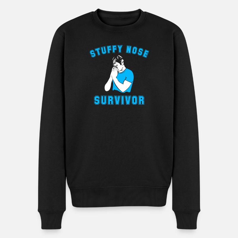 Retro Stuffy Nose Survivor - Männer Premium Bio Pullover - Schwarz