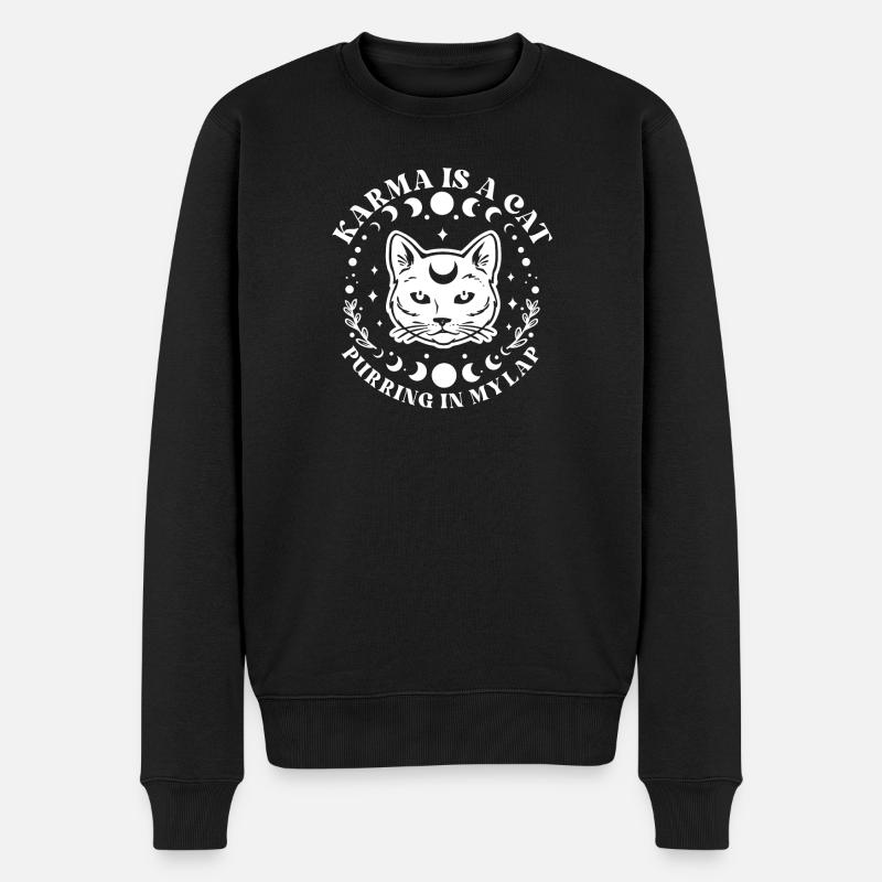 Karma Is A Cat Purring In My Lap Celestial - Männer Premium Bio Pullover - Schwarz