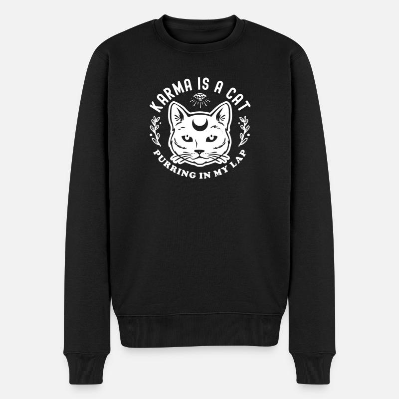 Karma Is A Cat Purring In My Lap Celestial - Männer Premium Bio Pullover - Schwarz