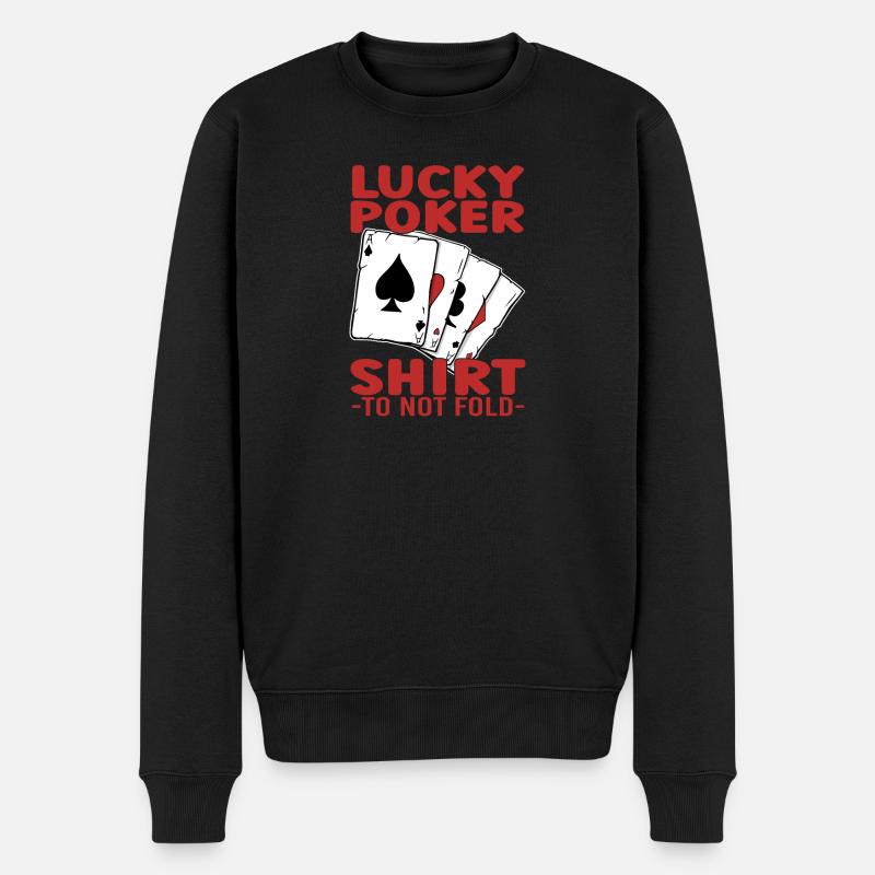 Lucky Poker - Männer Premium Bio Pullover - Schwarz