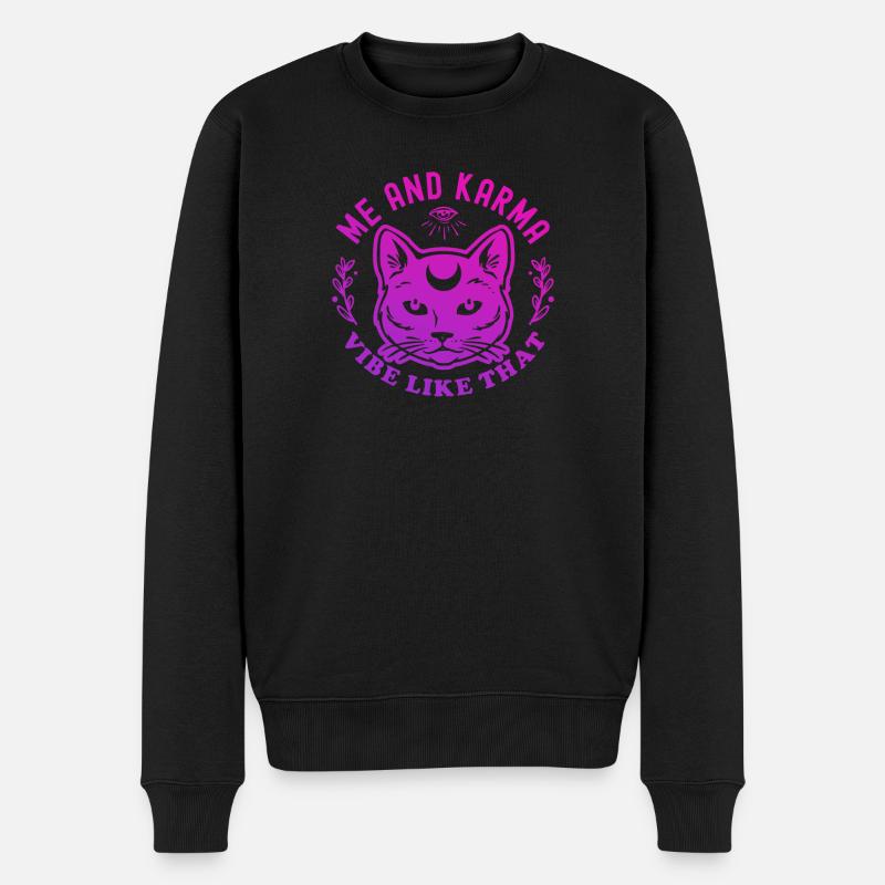 Me And Karma Vibe Like That Karma Is A Cat - Männer Premium Bio Pullover - Schwarz