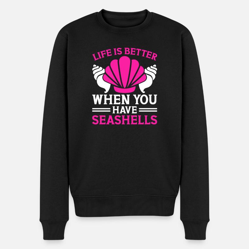 Shelling Seashell Hunter Collecting Seashells - Männer Premium Bio Pullover - Schwarz