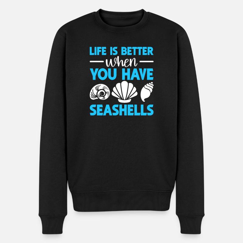 Shelling Seashell Hunter Collecting Seashells - Männer Premium Bio Pullover - Schwarz
