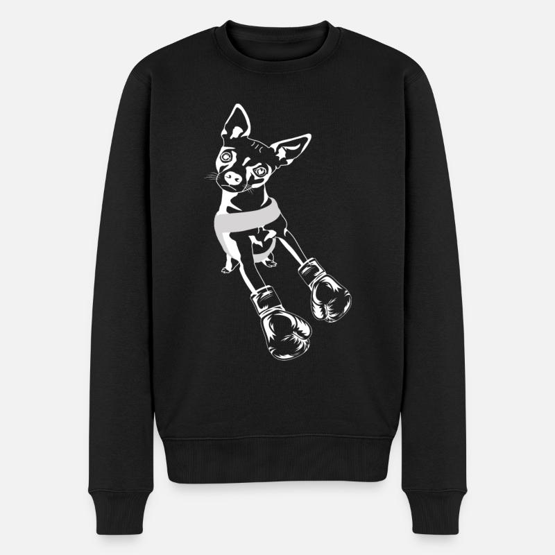 Boxer Chihuahua Hund sucht nach sparring Partner - Männer Premium Bio Pullover - Schwarz