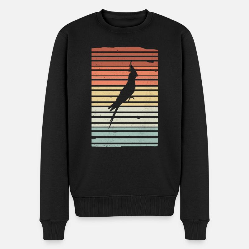 Nymphensittich Papagei Silhouette Vintage Retro - Männer Premium Bio Pullover - Schwarz
