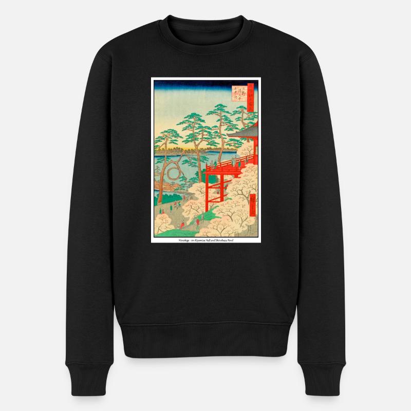 Japanische Kunst Hiroshige - Männer Premium Bio Pullover - Schwarz