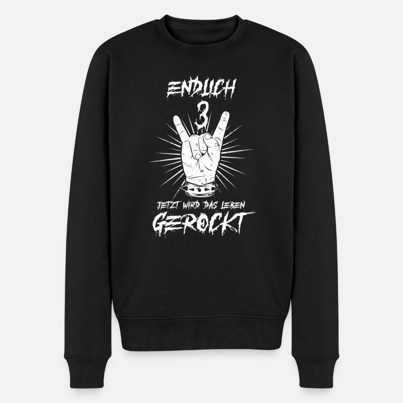 ENDLICH 3 - 3. Geburtstag - Männer Premium Bio Pullover - Schwarz