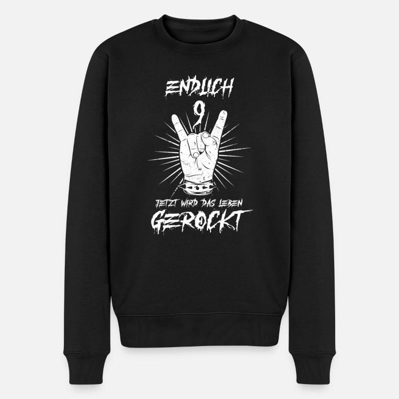 ENDLICH 9 - 9. Geburtstag - Männer Premium Bio Pullover - Schwarz