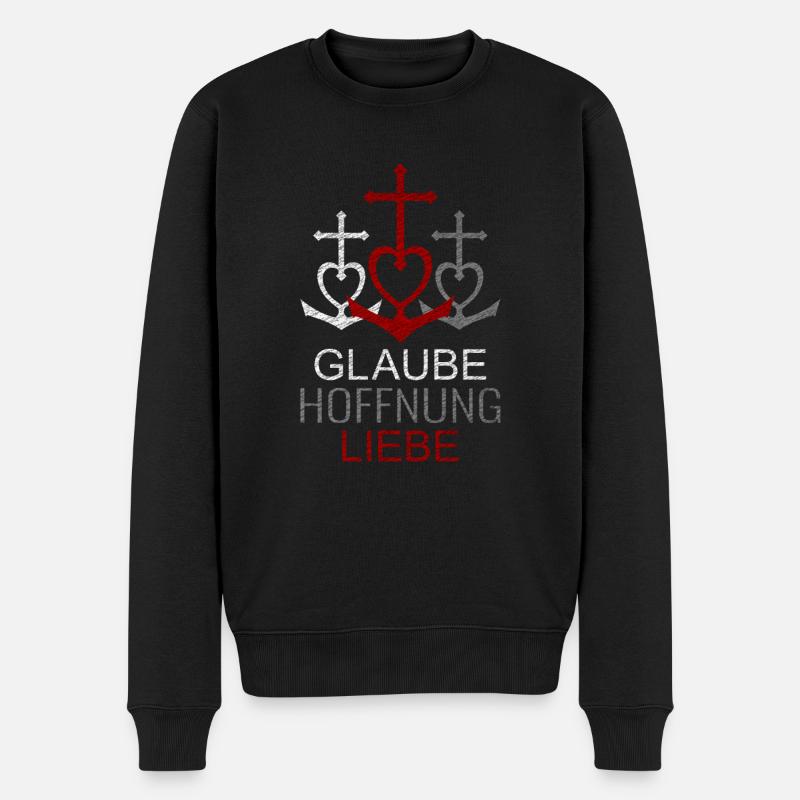 Glaube Hoffnung Liebe - Männer Premium Bio Pullover - Schwarz