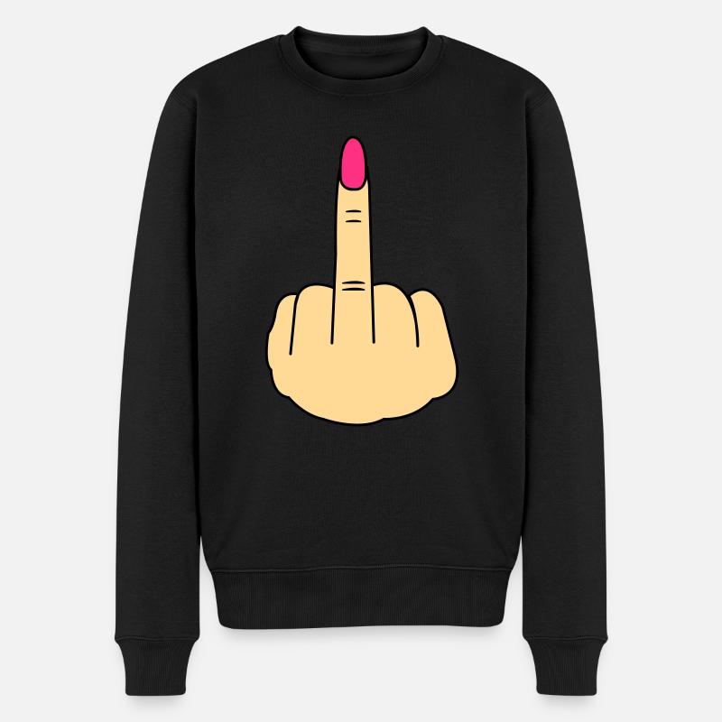 Mittelfinger Woman - Männer Premium Bio Pullover - Schwarz