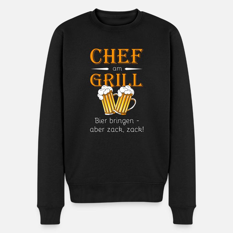 Chef am Grill - Männer Premium Bio Pullover - Schwarz