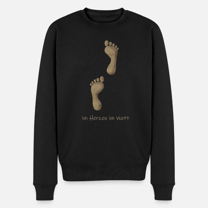 Im Herzen im Watt - Männer Premium Bio Pullover - Schwarz