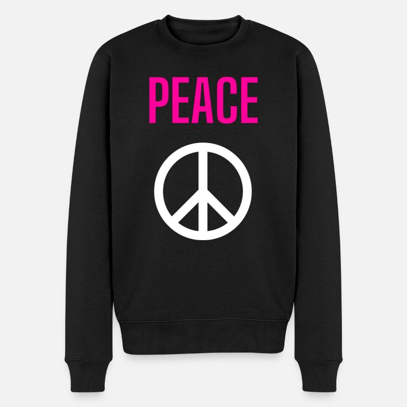 Peace - Standard - Front only - Männer Premium Bio Pullover - Schwarz