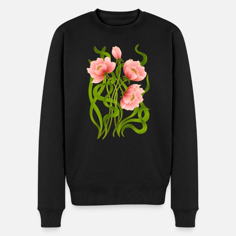 Blumen - Männer Premium Bio Pullover - Schwarz