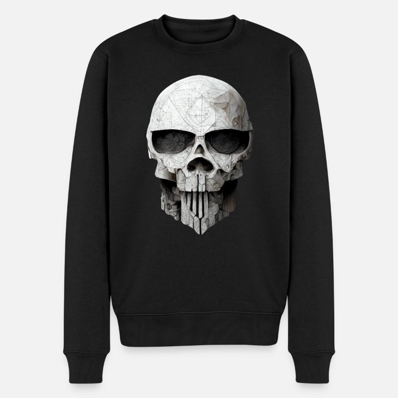 Totenkopf Metall - Männer Premium Bio Pullover - Schwarz