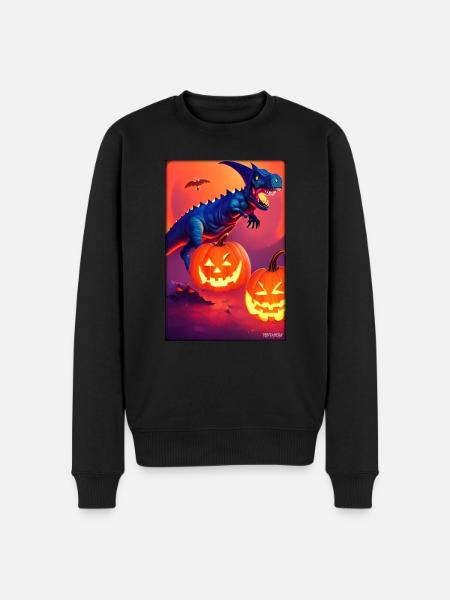 Halloween Dinosaur Pumpkin - Men's Premium Organic Jumper - black