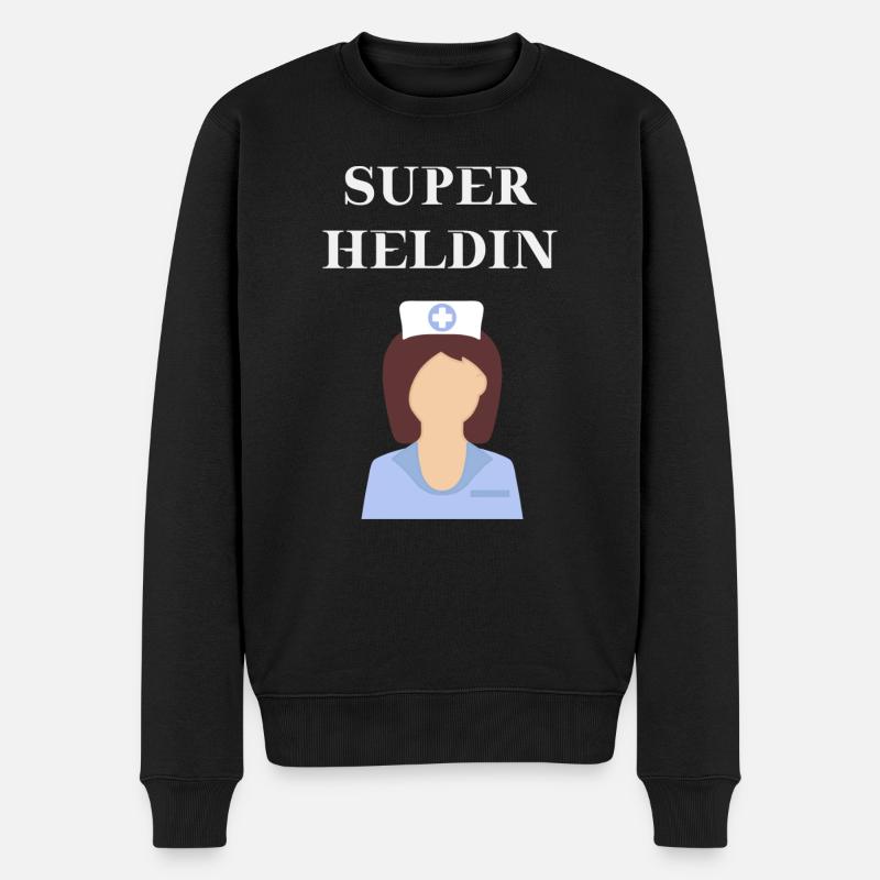 Krankenschwester - Superheldin Geschenkidee - Männer Premium Bio Pullover - Schwarz
