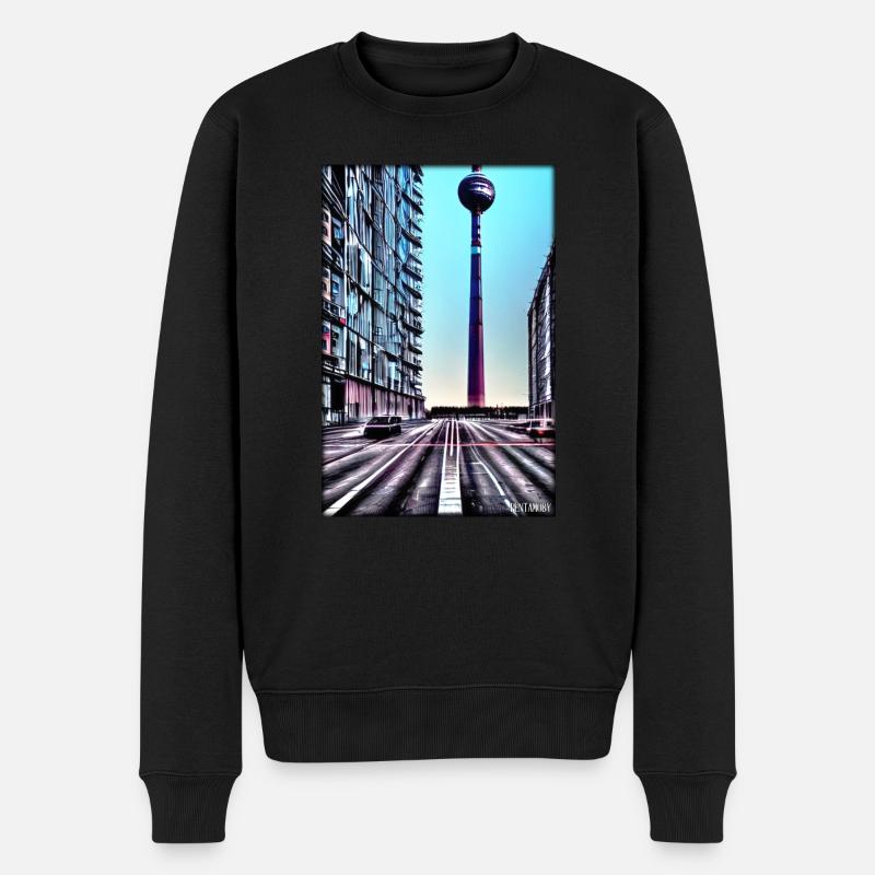 Berlin Berliner Fernsehturm Stadt Wahrzeichen - Männer Premium Bio Pullover - Schwarz