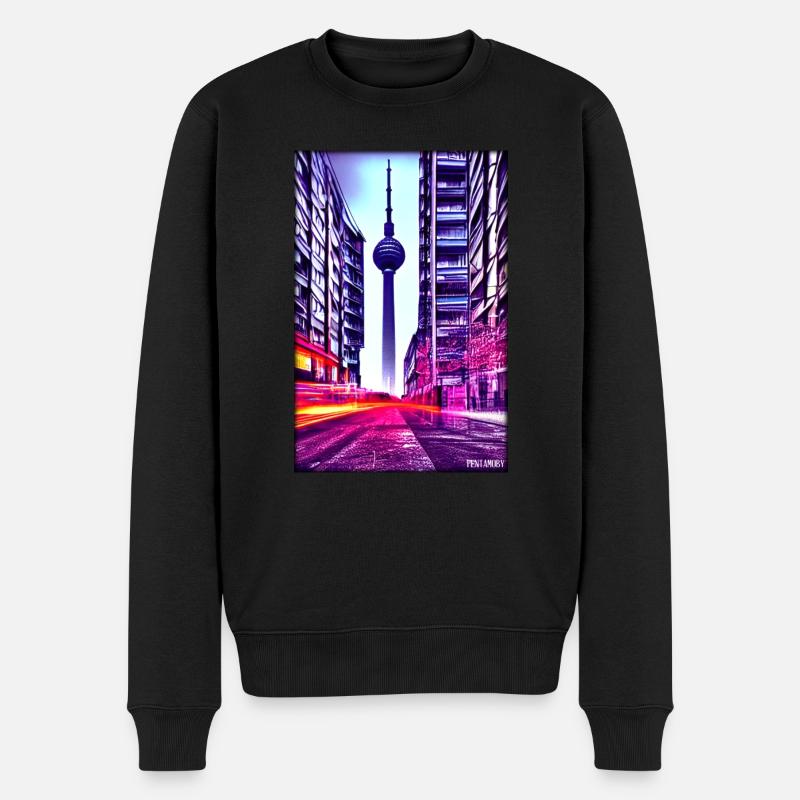 Berlin Berliner Fernsehturm Stadt Wahrzeichen - Männer Premium Bio Pullover - Schwarz