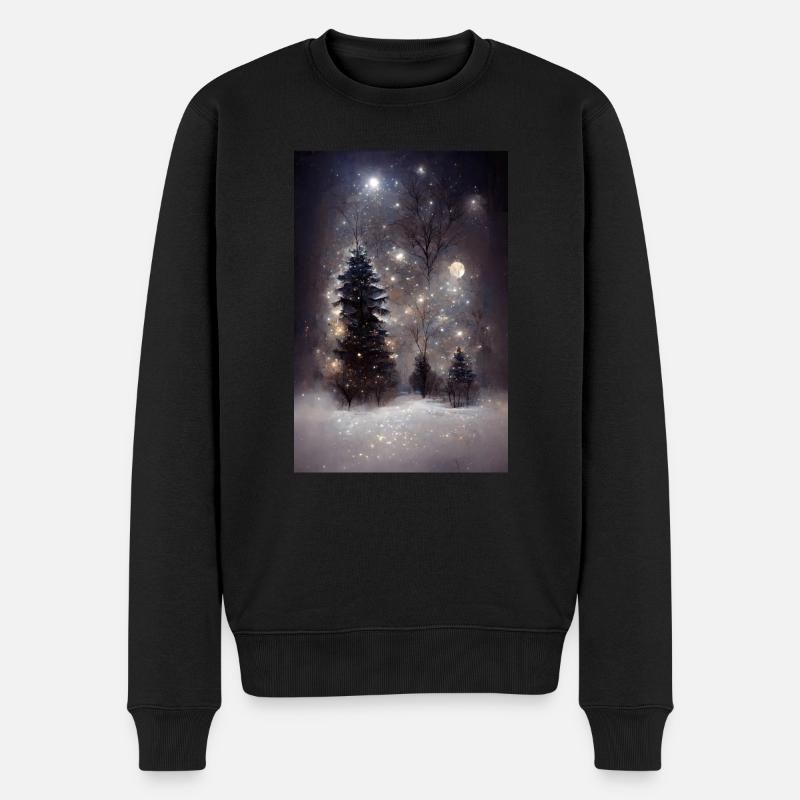 OIl Gemalter Weihnachtsbaum - Männer Premium Bio Pullover - Schwarz