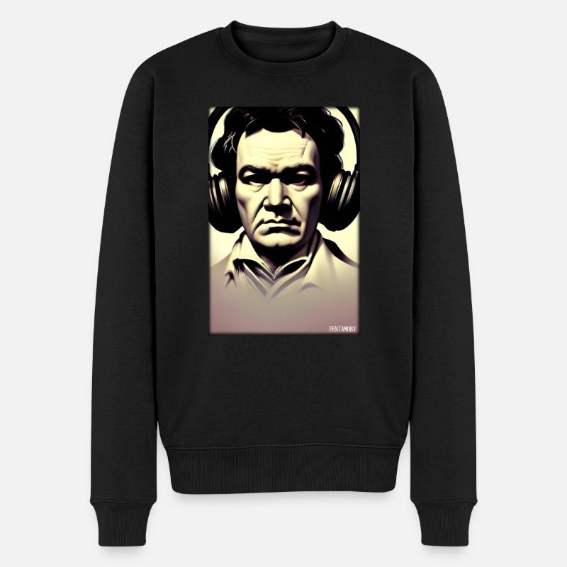 Ludwig van Beethoven DJ Kopfhörer Musik Party - Männer Premium Bio Pullover - Schwarz