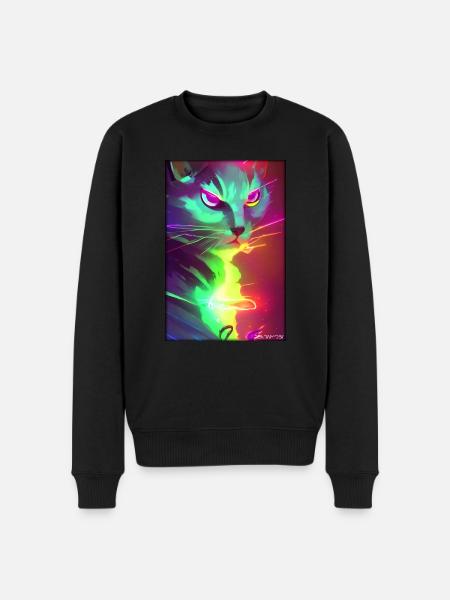 Space Cyber Cat Future Pet Cat Love - Økologisk premium-sweatshirt til mænd - sort