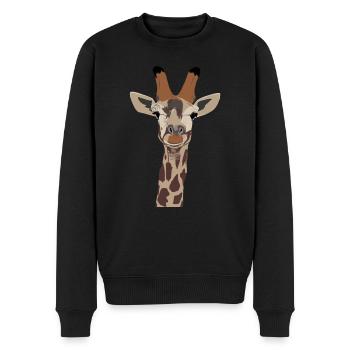 Giraffenkopf Giraffenportraet - Männer Premium Bio Pullover - Schwarz - Vorne - Nico (187cm)