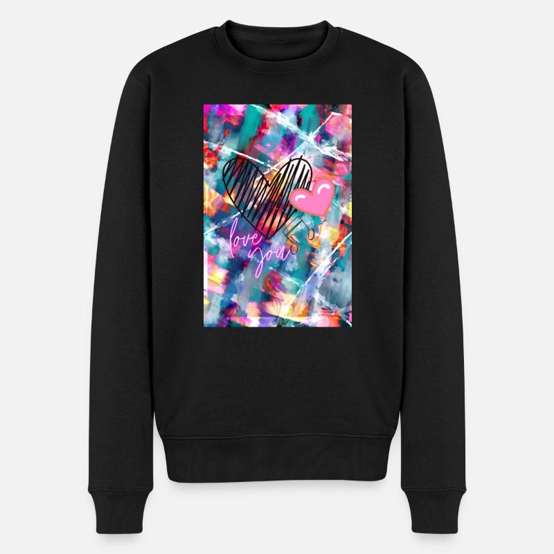 Abstrait LOVE YOU - Pull Premium bio Homme - noir