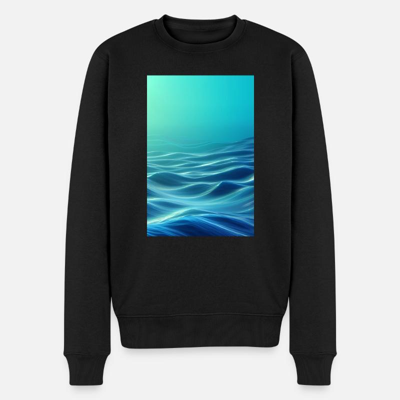 Low-Poly Wave - Männer Premium Bio Pullover - Schwarz