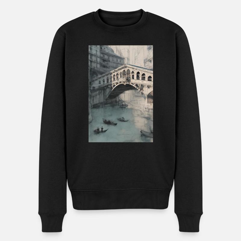 Die Rialto Brücke in Venedig - Männer Premium Bio Pullover - Schwarz